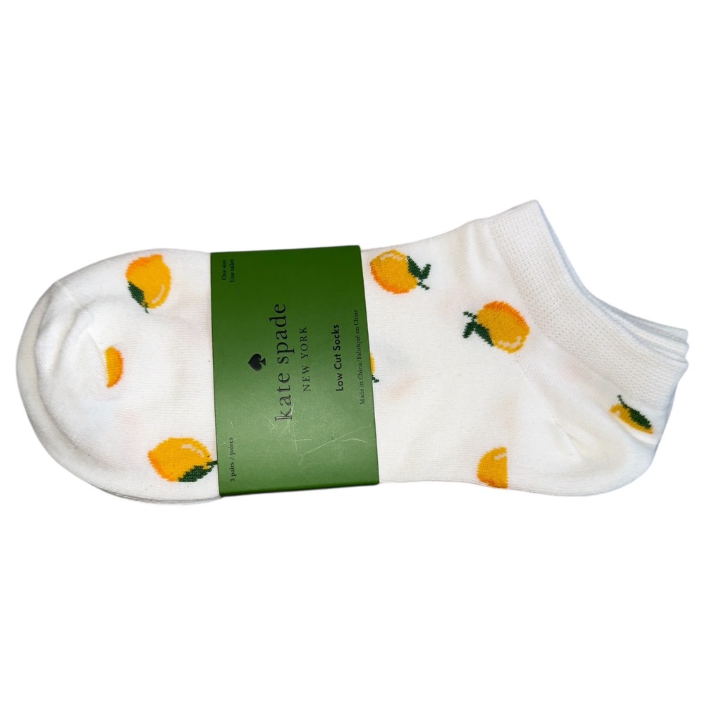Kate Spade Pink Lemon Low Cut Socks 3 Pack Novelty‎ Set New